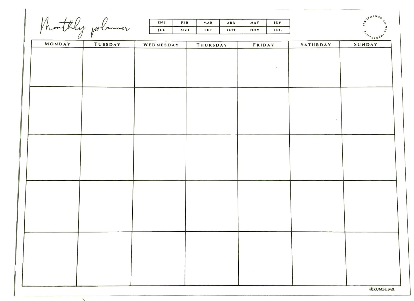 Monthly Planner Chico